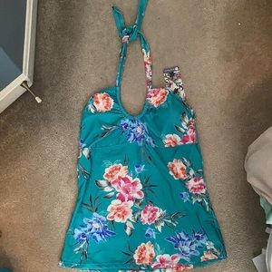 Hapari teal floral tankini top